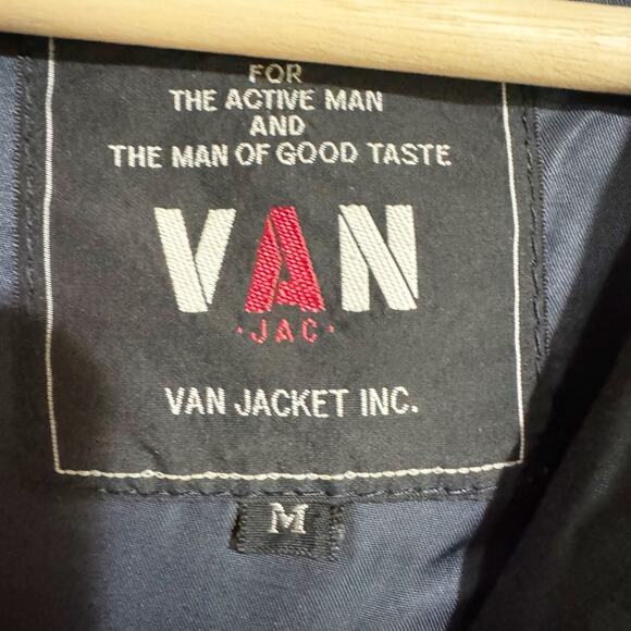 VAN JAC Japanese Brand Vintage Airline Parka Jacket Navy Blue Fur Hood Medium - Picture 6 of 9